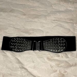 Black Waist Belt With Silver Detailing